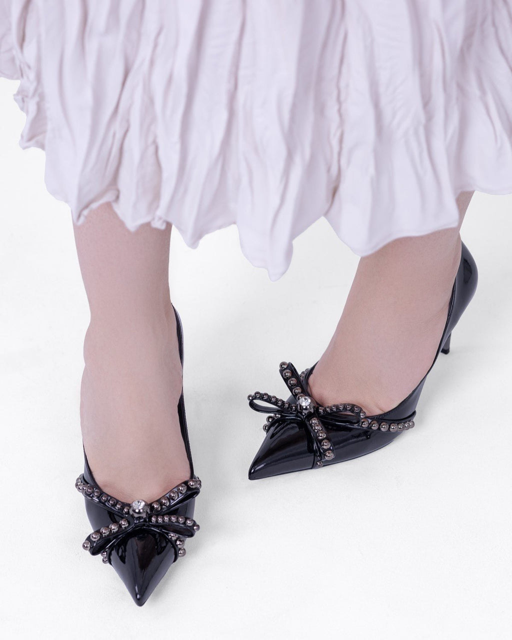 Kadın Boncuk Detaylı Sivri Burun İnce Topuklu Ayakkabı - Mary Shoes