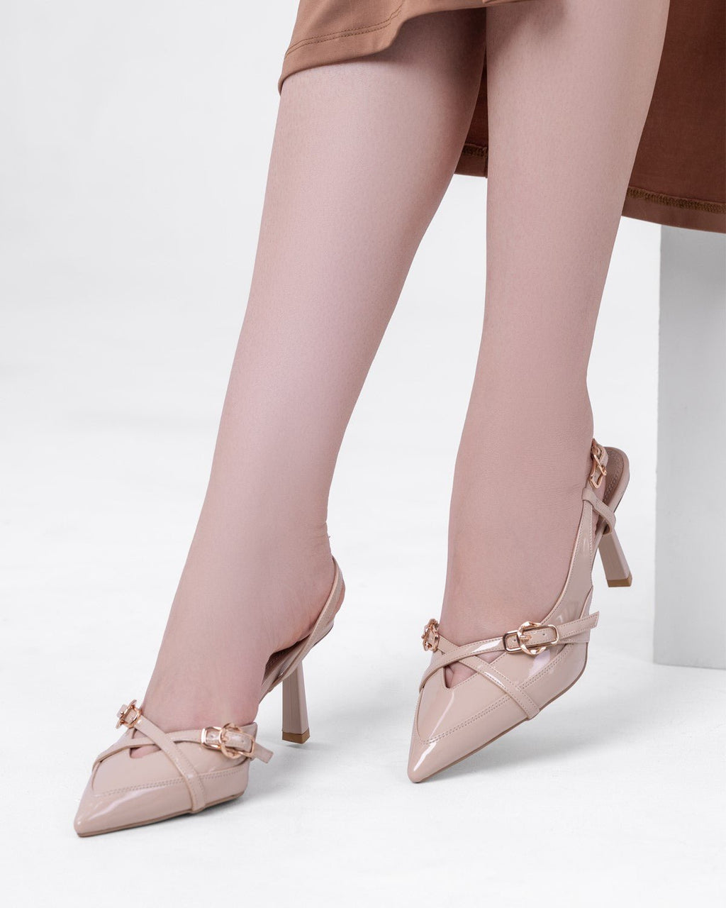 Kadın Çapraz Bantlı Sivri Burun Topuklu Ayakkabı - Mary Shoes