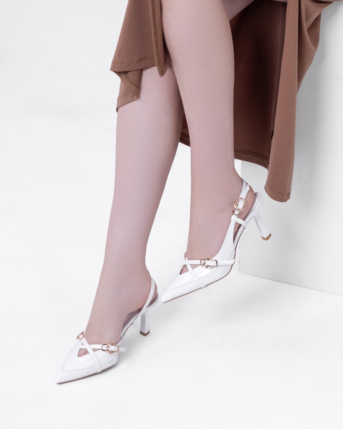 Kadın Çapraz Bantlı Sivri Burun Topuklu Ayakkabı - Mary Shoes