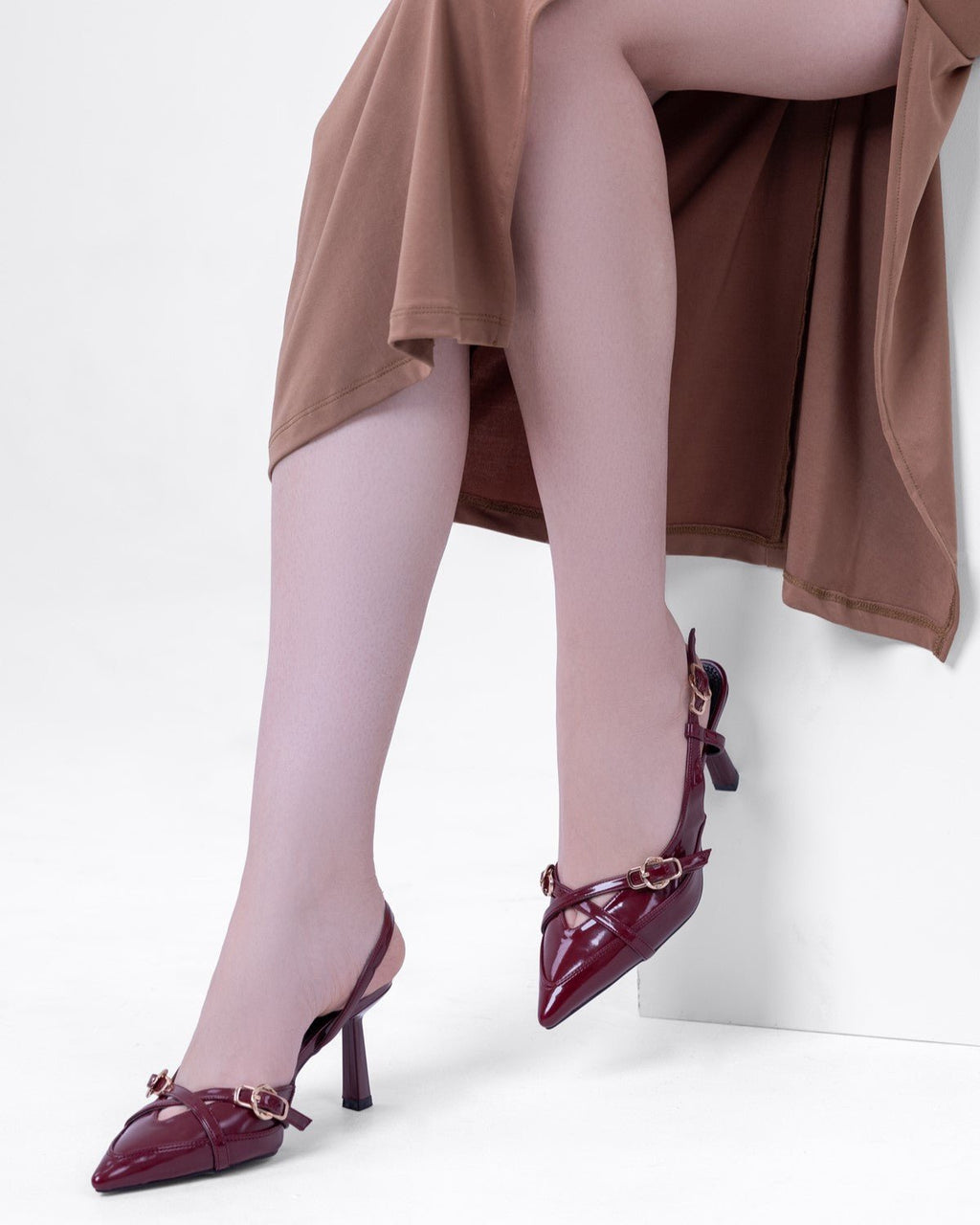 Kadın Çapraz Bantlı Sivri Burun Topuklu Ayakkabı - Mary Shoes