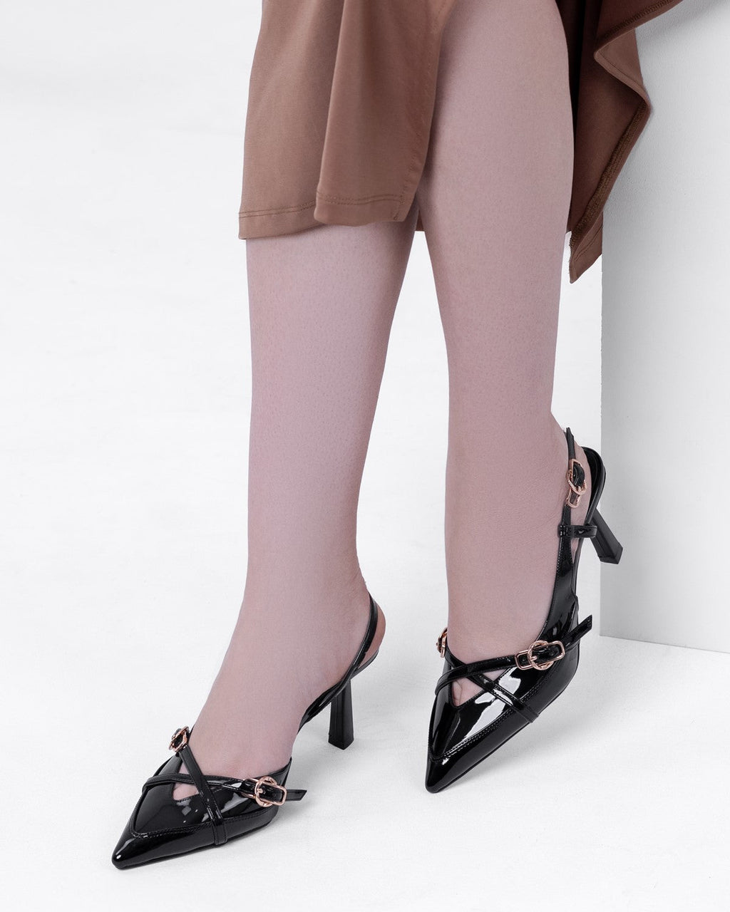 Kadın Çapraz Bantlı Sivri Burun Topuklu Ayakkabı - Mary Shoes