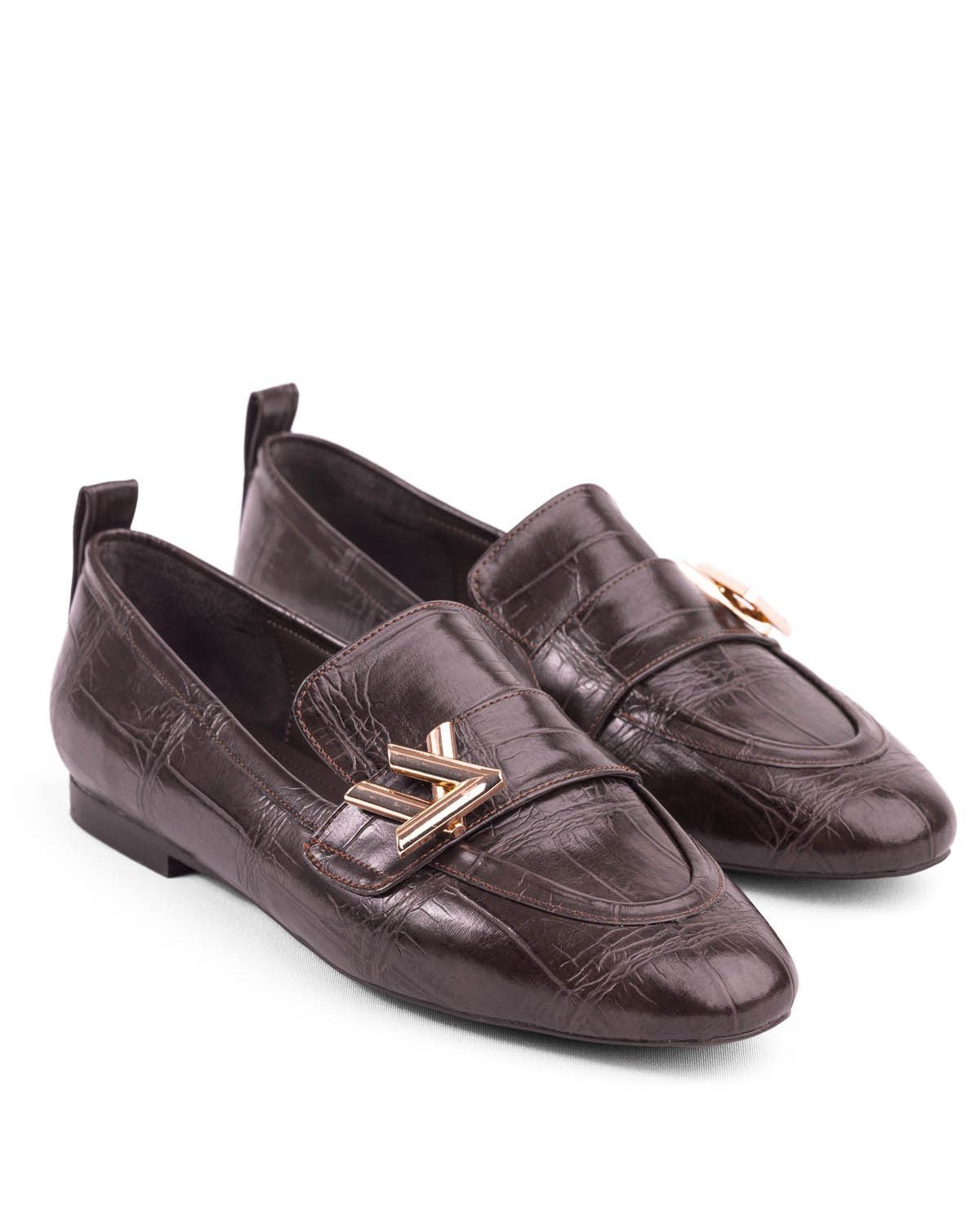 Kadın Düz Taban Şık Metal Aksesuarlı Loafer - Mary Shoes