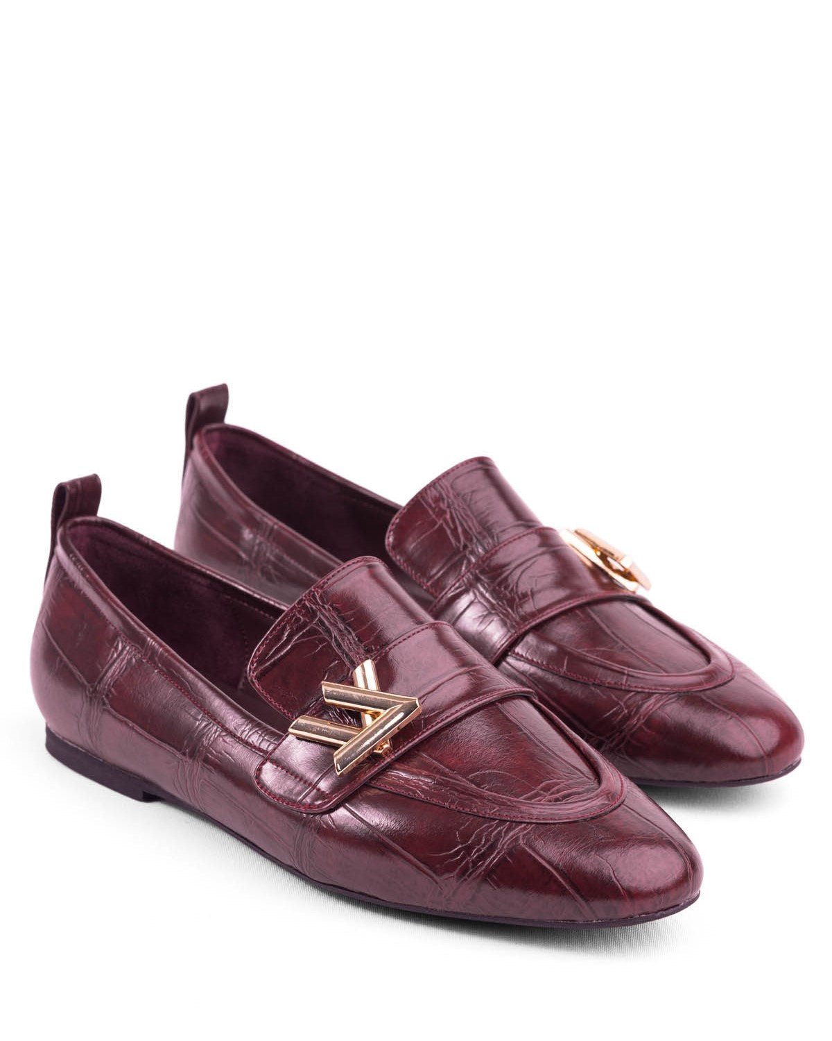 Kadın Düz Taban Şık Metal Aksesuarlı Loafer - Mary Shoes