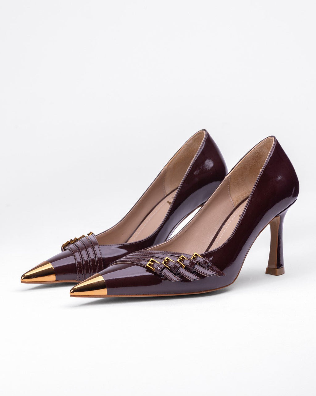Kadın Metal Burun Detaylı Tokalı Sivri Burun Topuklu Ayakkabı - Mary Shoes