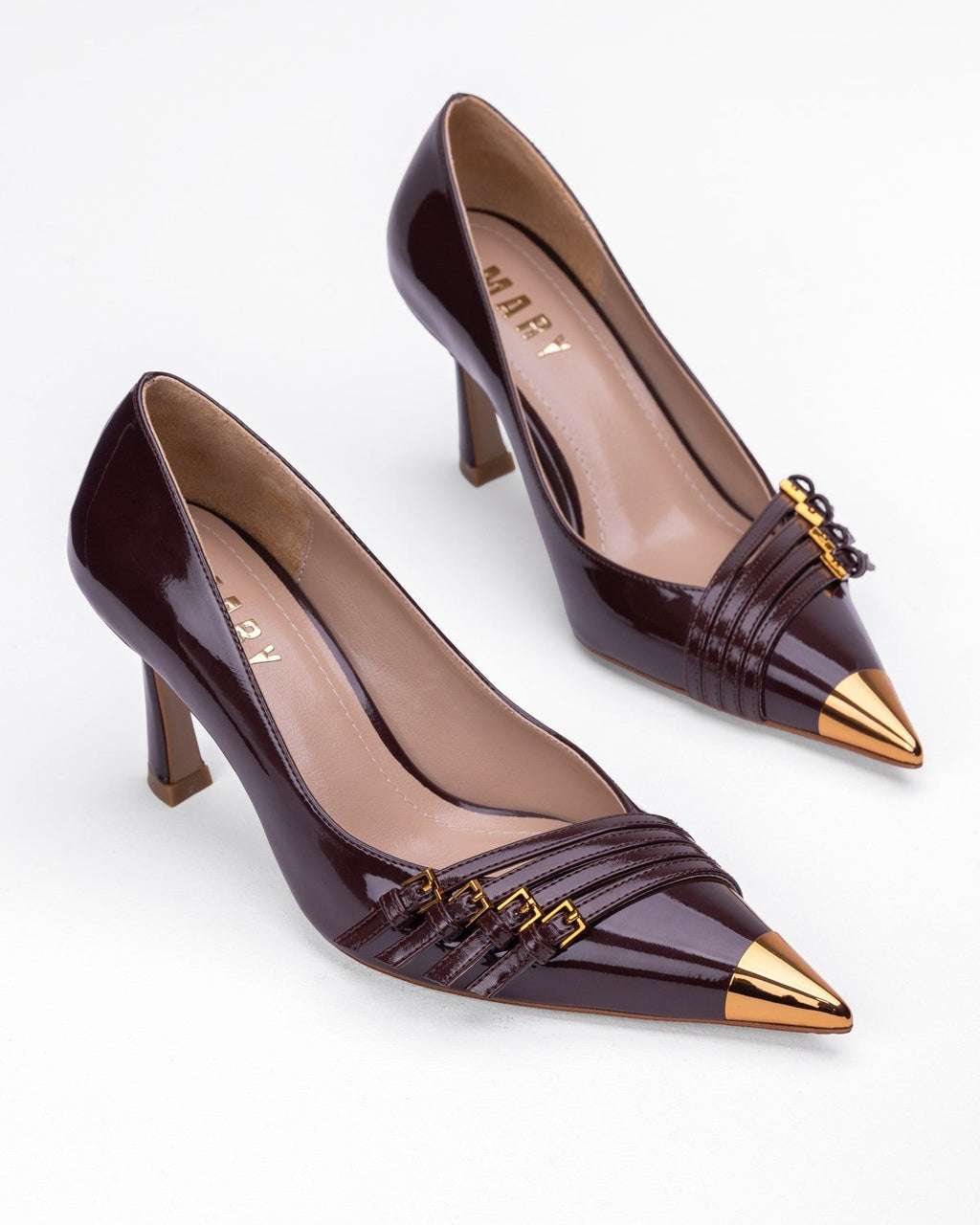 Kadın Metal Burun Detaylı Tokalı Sivri Burun Topuklu Ayakkabı - Mary Shoes