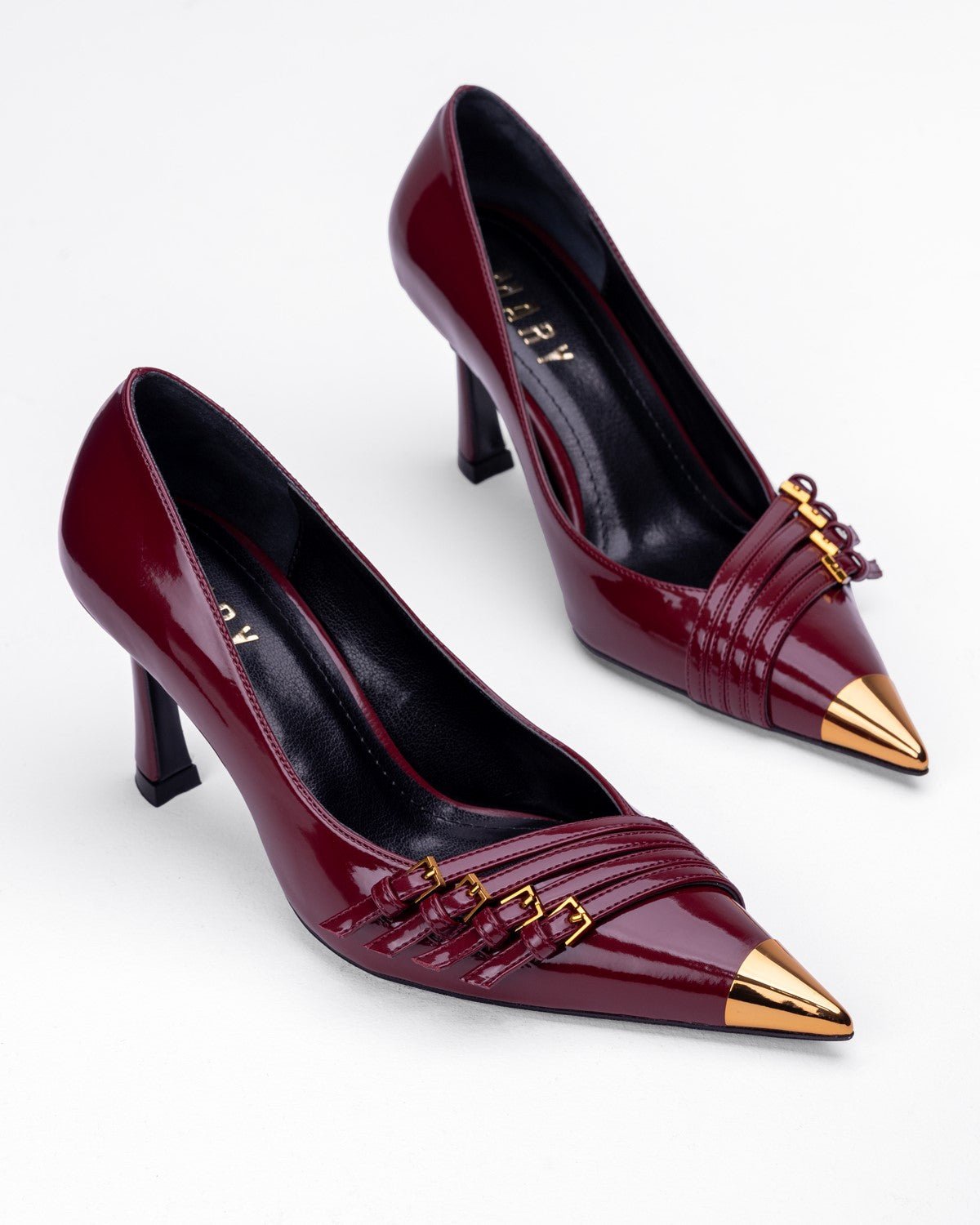 Kadın Metal Burun Detaylı Tokalı Sivri Burun Topuklu Ayakkabı - Mary Shoes