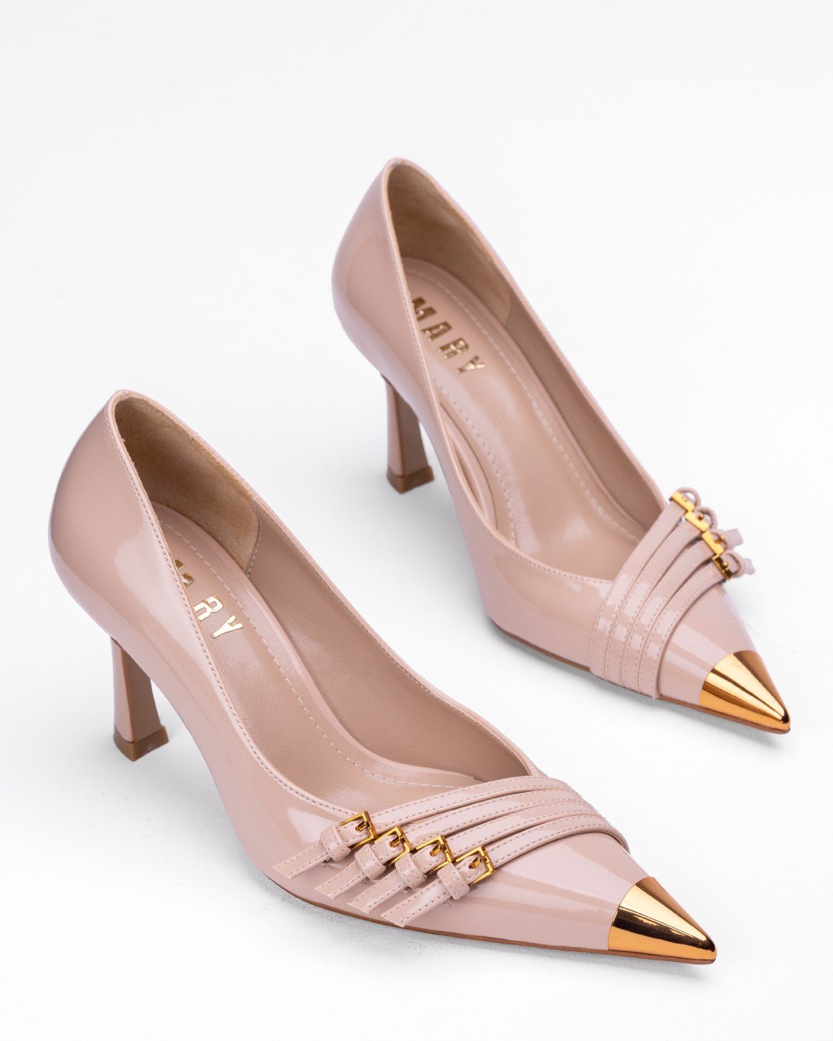 Kadın Metal Burun Detaylı Tokalı Sivri Burun Topuklu Ayakkabı - Mary Shoes