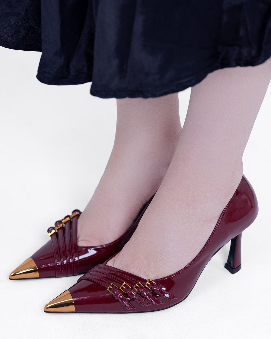 Kadın Metal Burun Detaylı Tokalı Sivri Burun Topuklu Ayakkabı - Mary Shoes