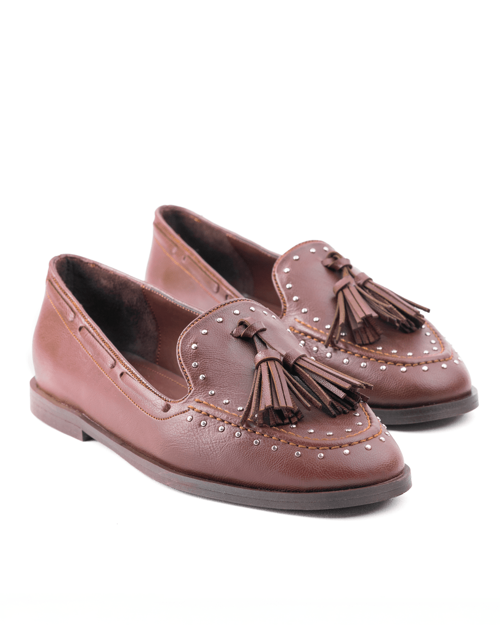 Kadın Püskül ve Taş Detaylı Klasik Loafer Ayakkabı - Mary Shoes