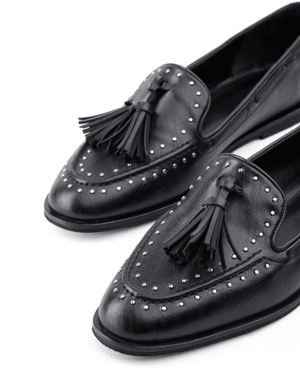 Kadın Püskül ve Taş Detaylı Klasik Loafer Ayakkabı - Mary Shoes