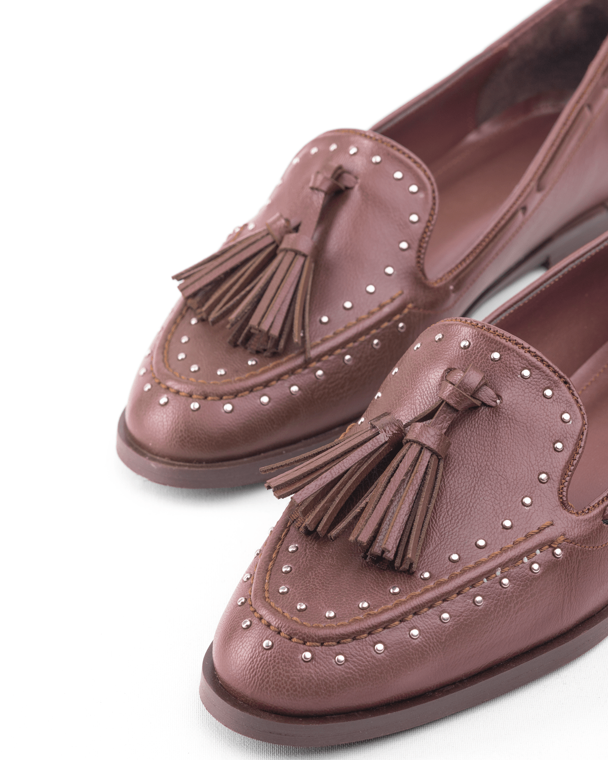 Kadın Püskül ve Taş Detaylı Klasik Loafer Ayakkabı - Mary Shoes