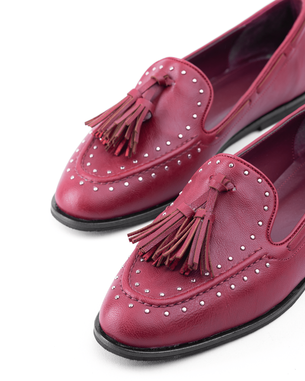 Kadın Püskül ve Taş Detaylı Klasik Loafer Ayakkabı - Mary Shoes