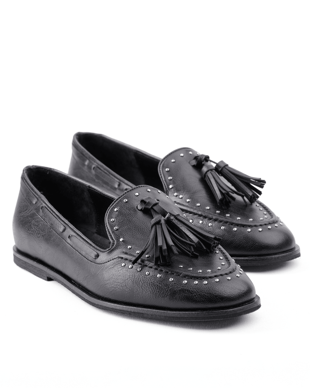 Kadın Püskül ve Taş Detaylı Klasik Loafer Ayakkabı - Mary Shoes