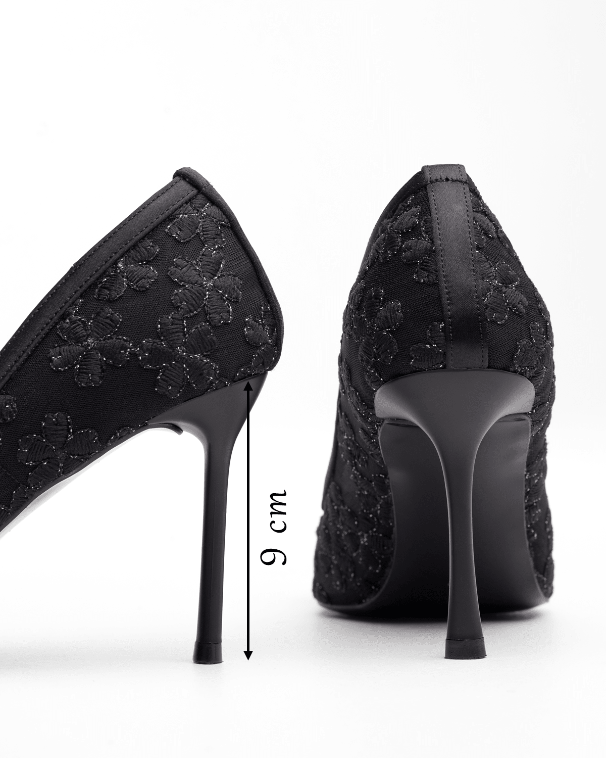 Kadın Taş Detaylı Dantel Sivri Burun Topuklu Ayakkabı - Mary Shoes