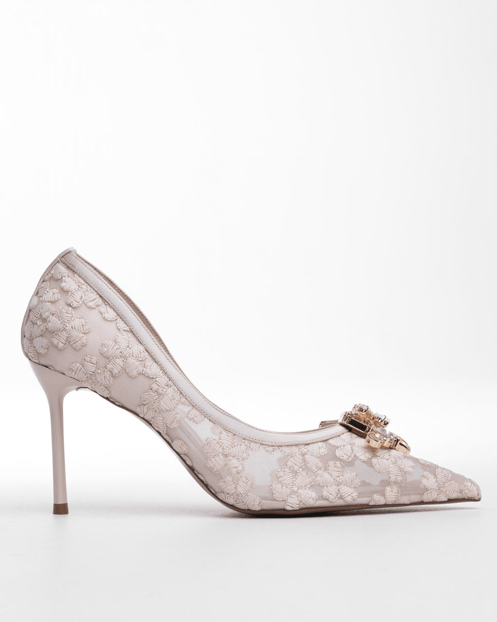 Kadın Taş Detaylı Dantel Sivri Burun Topuklu Ayakkabı - Mary Shoes