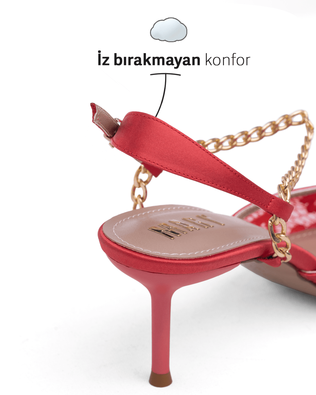 Kadın Zincir Detaylı Dantel Sivri Burun Topuklu Ayakkabı - Mary Shoes