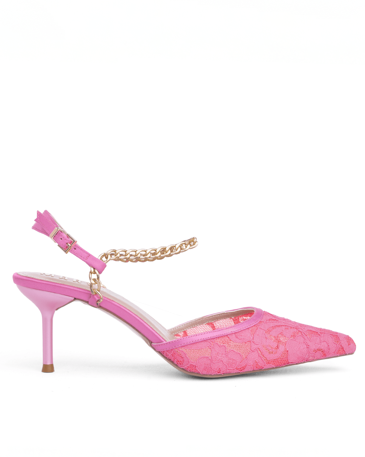 Kadın Zincir Detaylı Dantel Sivri Burun Topuklu Ayakkabı - Mary Shoes