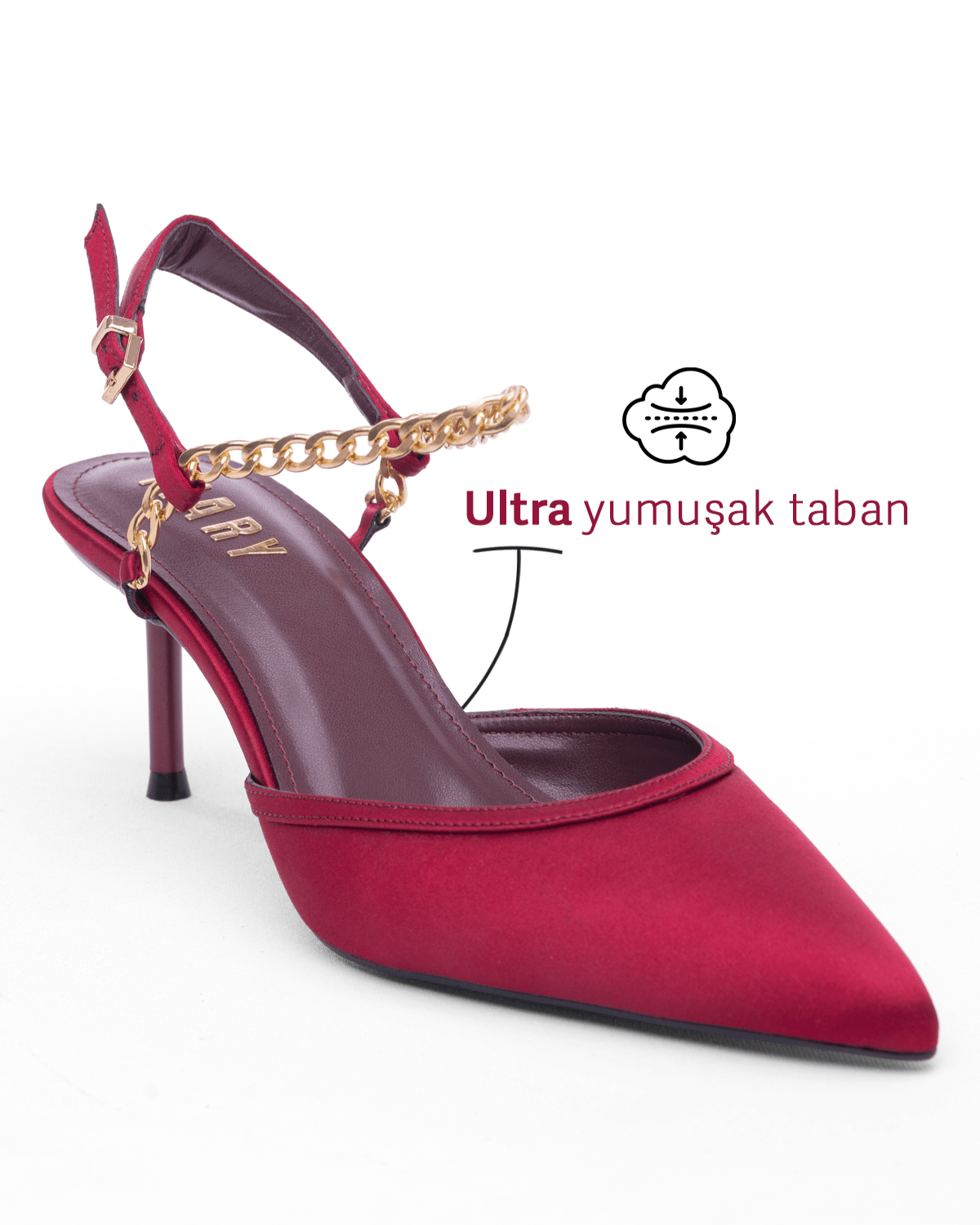 Kadın Zincir Detaylı Sivri Burun Topuklu Ayakkabı - Mary Shoes