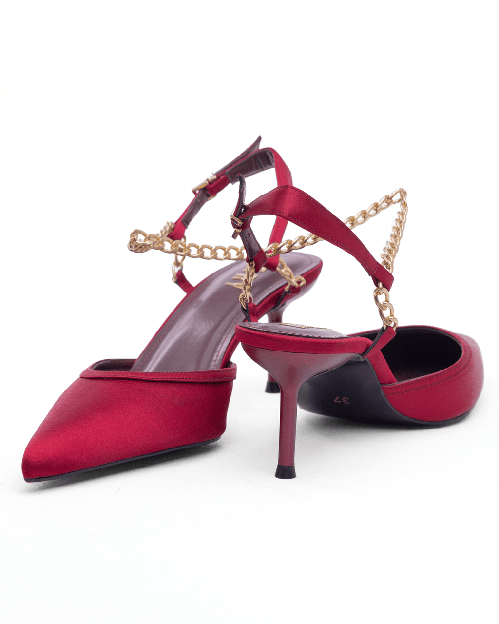 Kadın Zincir Detaylı Sivri Burun Topuklu Ayakkabı - Mary Shoes