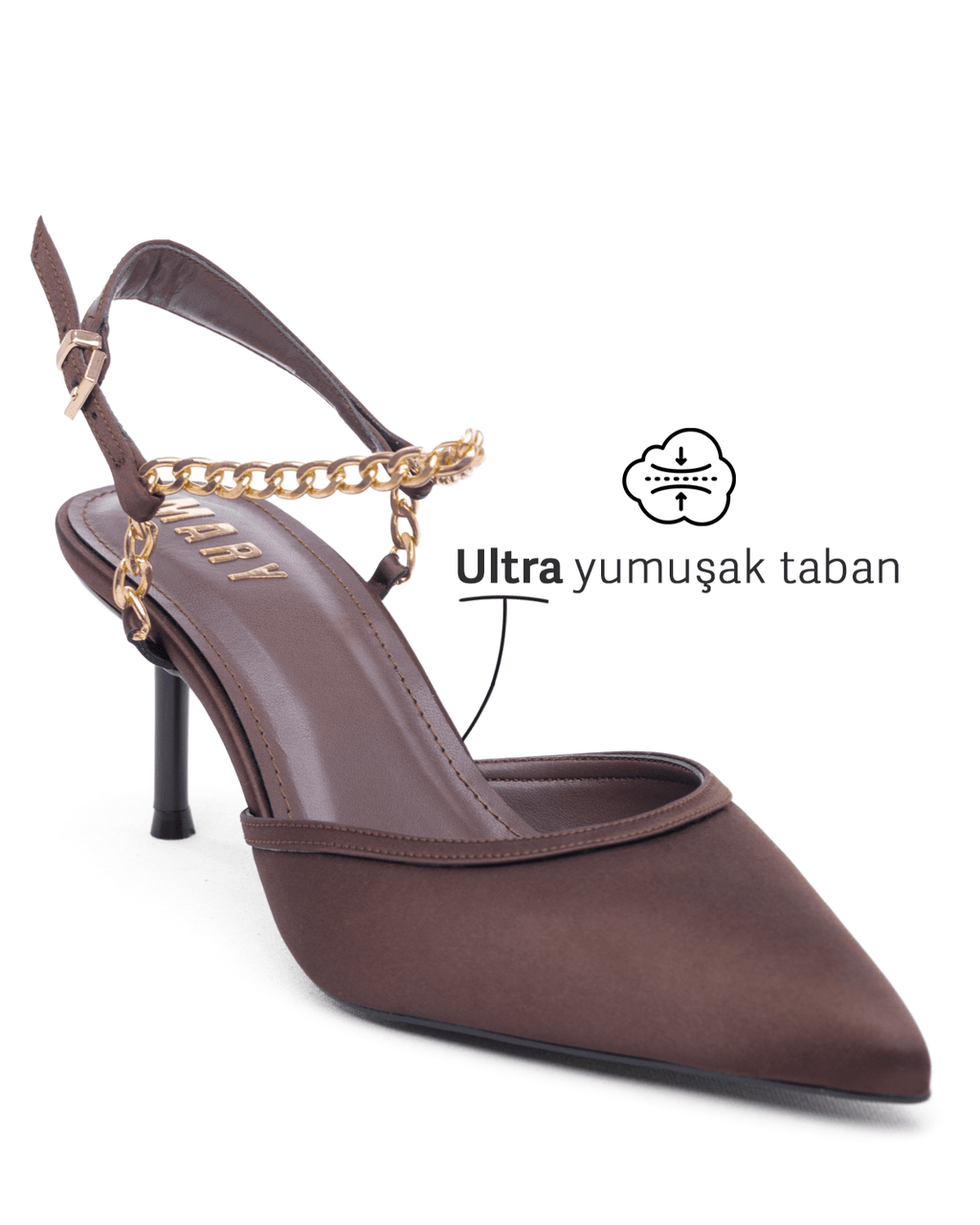 Kadın Zincir Detaylı Sivri Burun Topuklu Ayakkabı - Mary Shoes