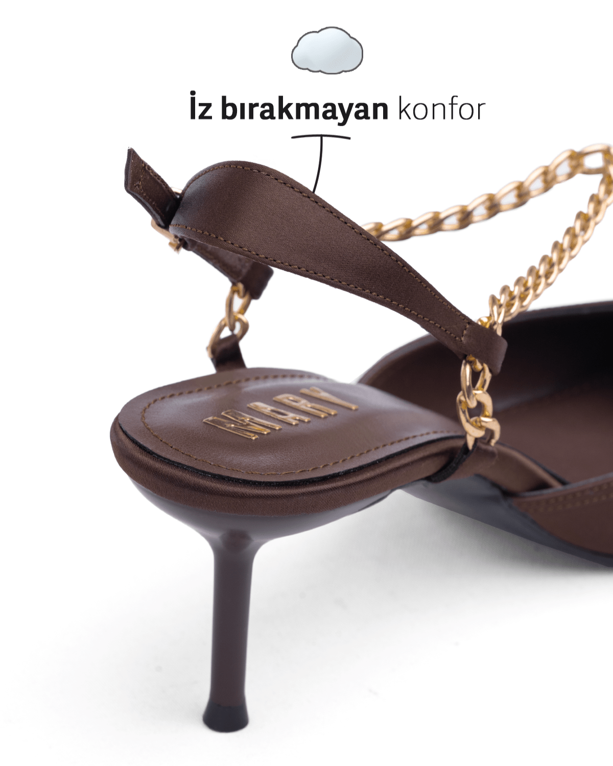Kadın Zincir Detaylı Sivri Burun Topuklu Ayakkabı - Mary Shoes