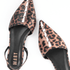 Mary Saten Sivri Burun Slingback Babet – Gold Aksesuar Detaylı