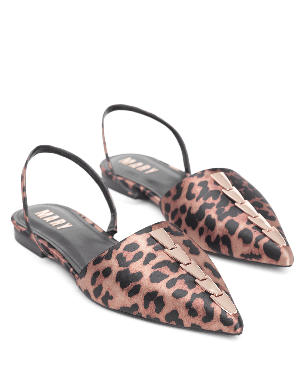 Leopar Desenli Sivri Burun Düşük Topuklu Slingback Babet - Mary Shoes