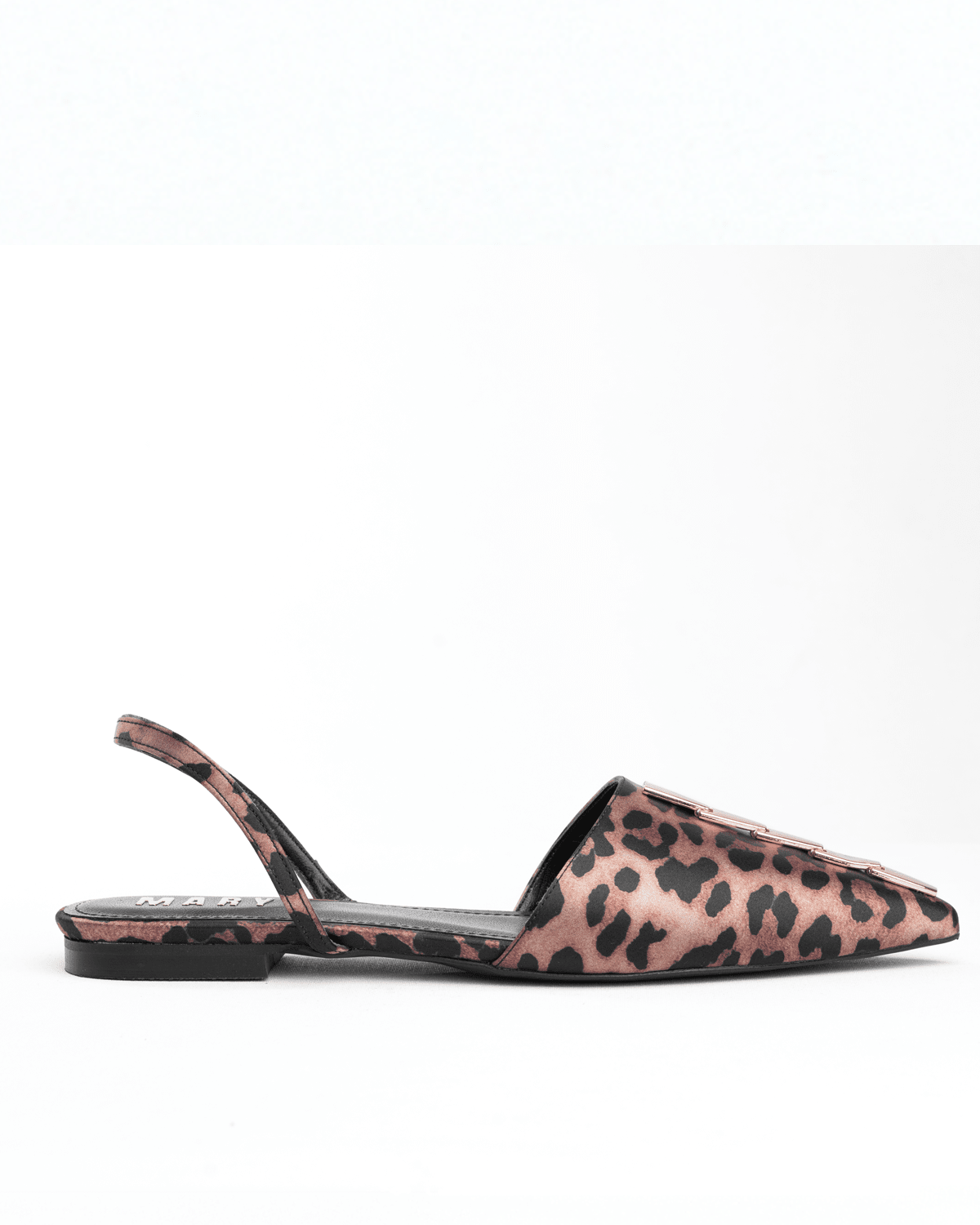Leopar Desenli Sivri Burun Düşük Topuklu Slingback Babet - Mary Shoes