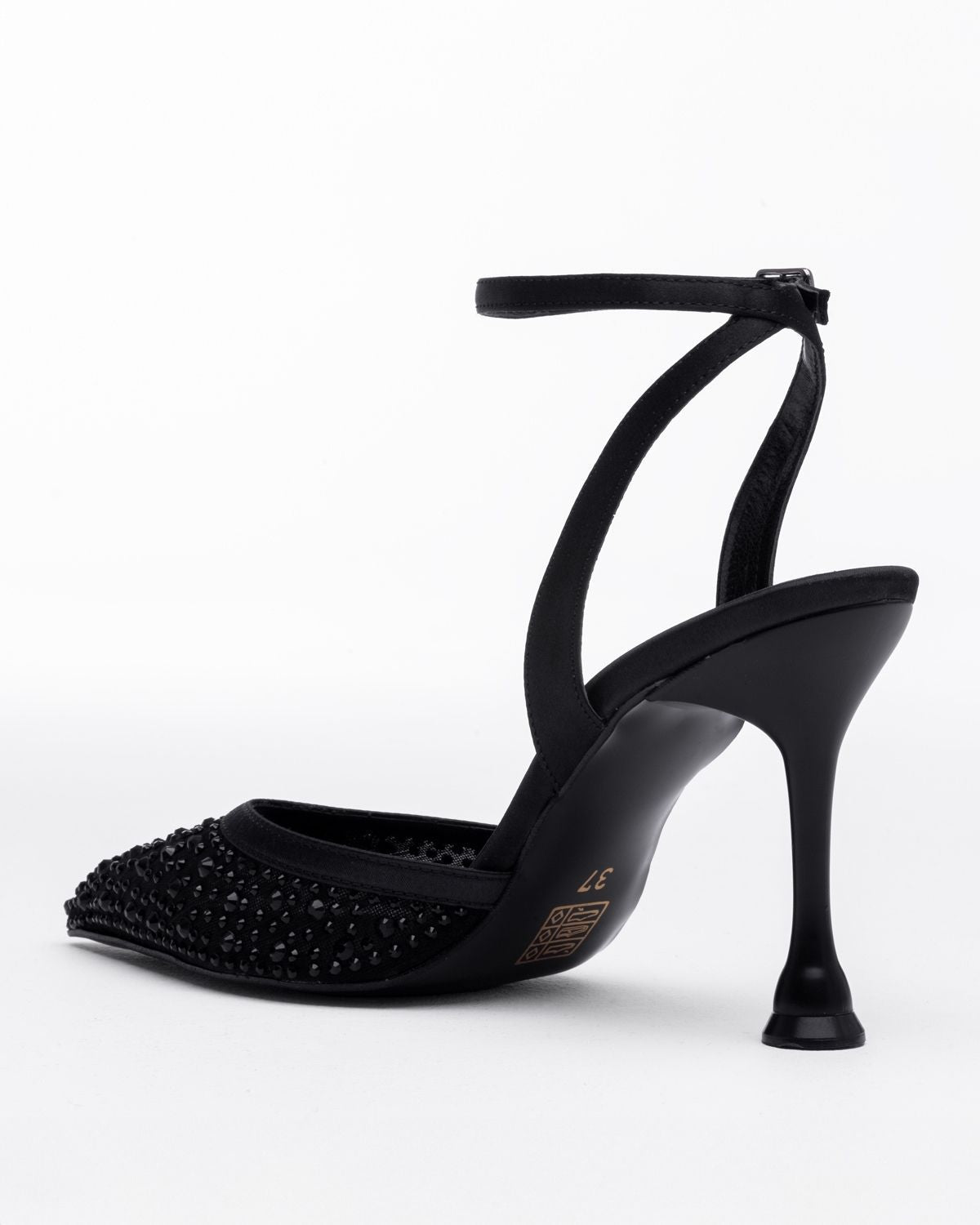 Mary Night Parlak Taşlı Bilekten Kemerli Parti Stilettosu - Mary Shoes