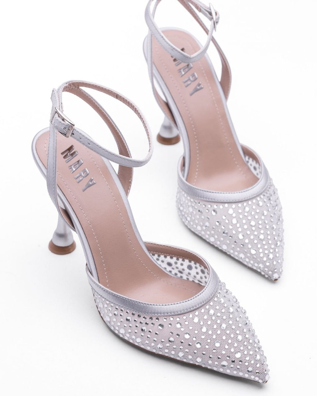 Mary Night Parlak Taşlı Bilekten Kemerli Parti Stilettosu - Mary Shoes