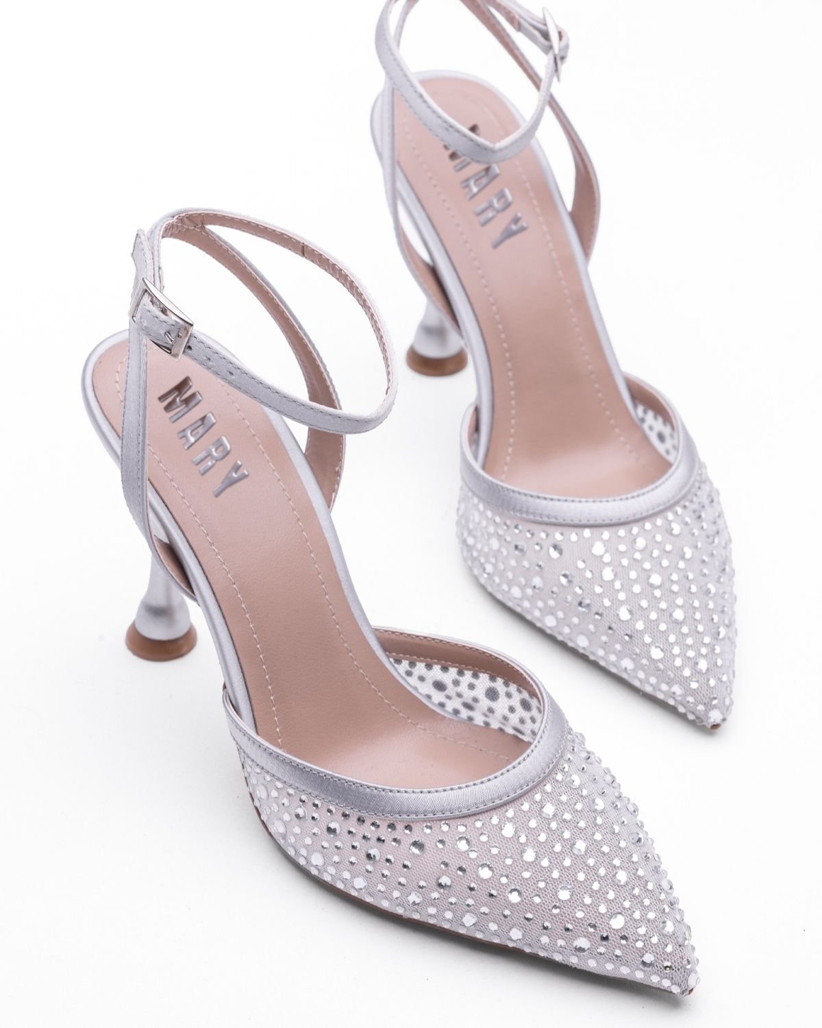 Mary Night Parlak Taşlı Bilekten Kemerli Parti Stilettosu - Mary Shoes