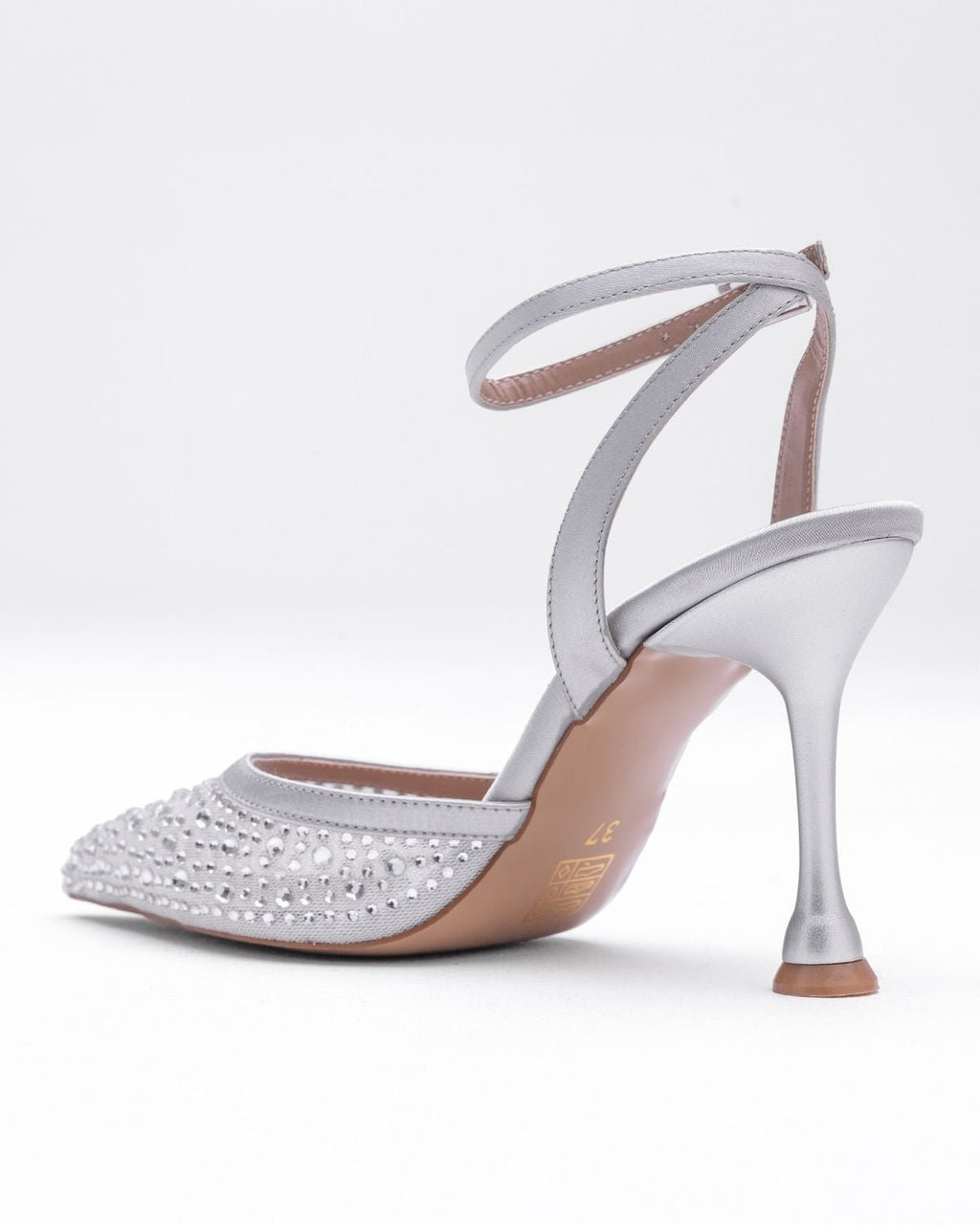 Mary Night Parlak Taşlı Bilekten Kemerli Parti Stilettosu - Mary Shoes