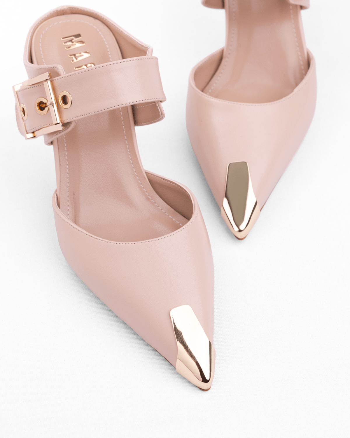 Metal Uç Detaylı İnce Topuklu Tokalı Mule Ayakkabı - Mary Shoes