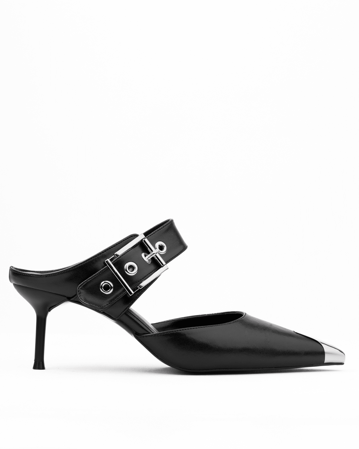 Metal Uç Detaylı İnce Topuklu Tokalı Mule Ayakkabı - Mary Shoes