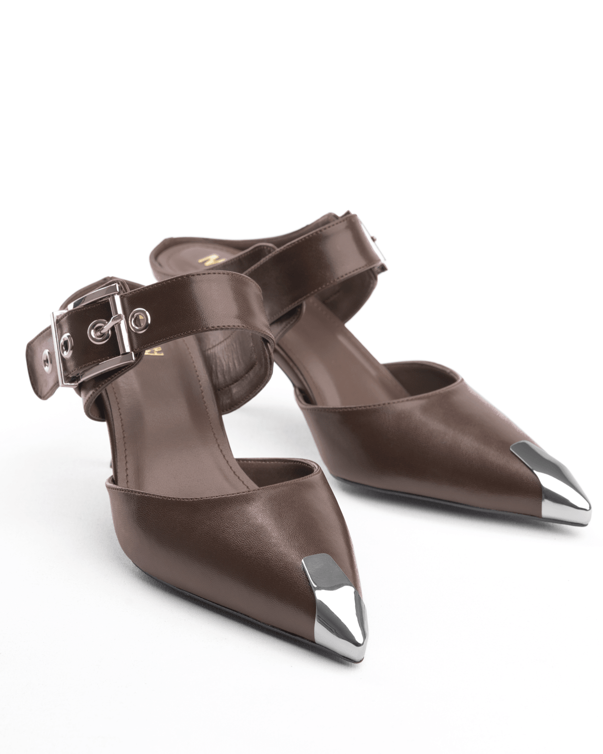 Metal Uç Detaylı İnce Topuklu Tokalı Mule Ayakkabı - Mary Shoes