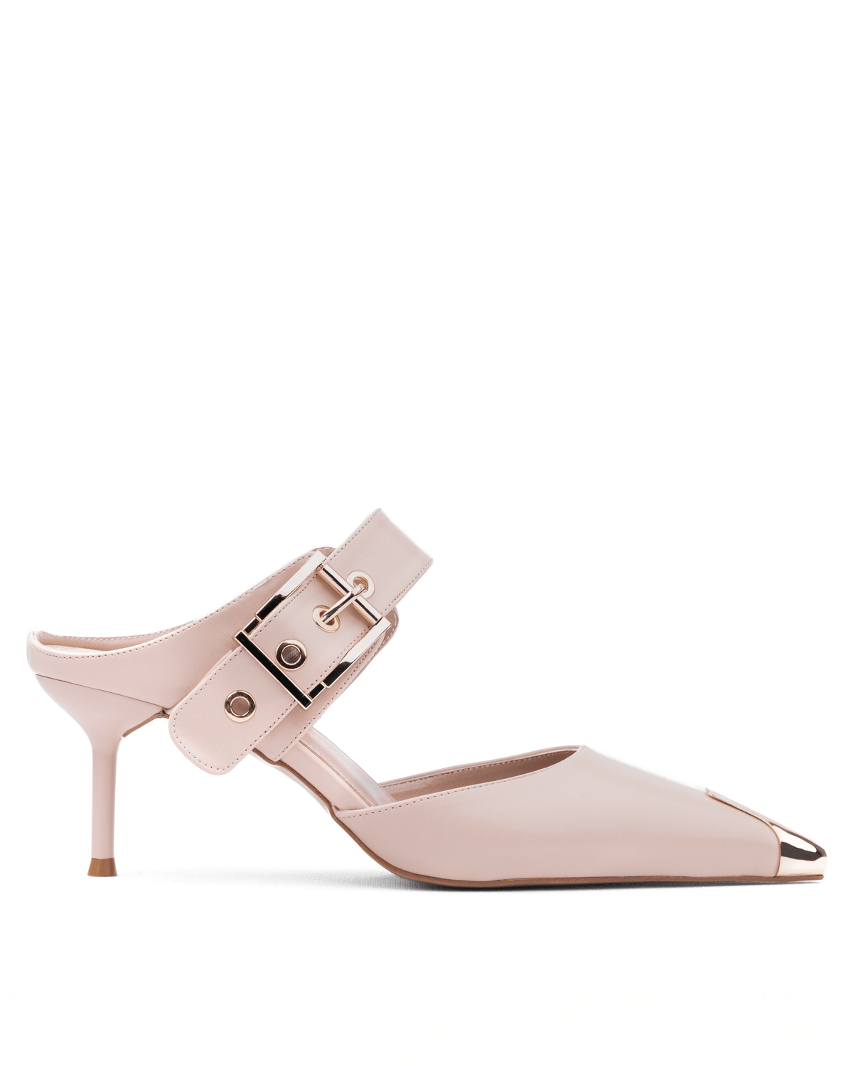 Metal Uç Detaylı İnce Topuklu Tokalı Mule Ayakkabı - Mary Shoes