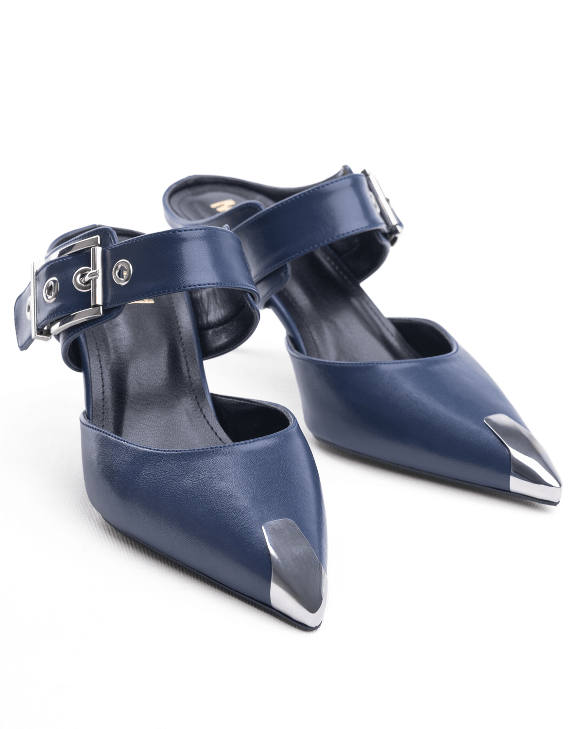 Metal Uç Detaylı İnce Topuklu Tokalı Mule Ayakkabı - Mary Shoes