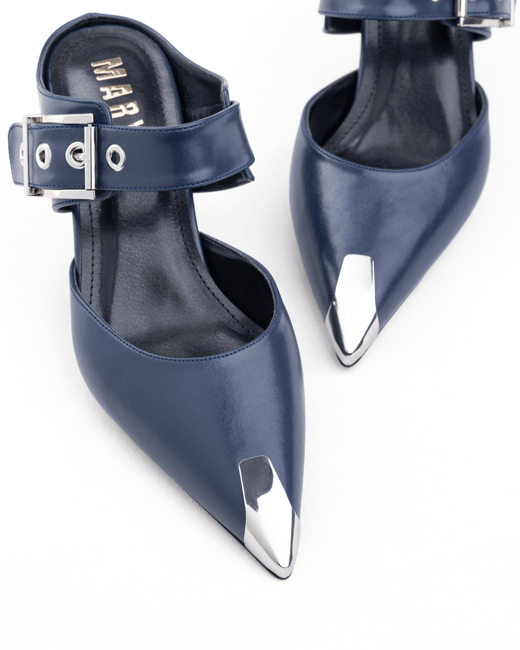 Metal Uç Detaylı İnce Topuklu Tokalı Mule Ayakkabı - Mary Shoes