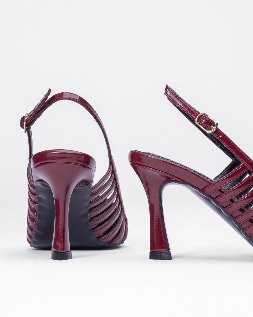 Ortopedik Rugan Şeritli Sivri Burun Topuklu - Zımbalı Arkası Açık Ayakkabı - Mary Shoes