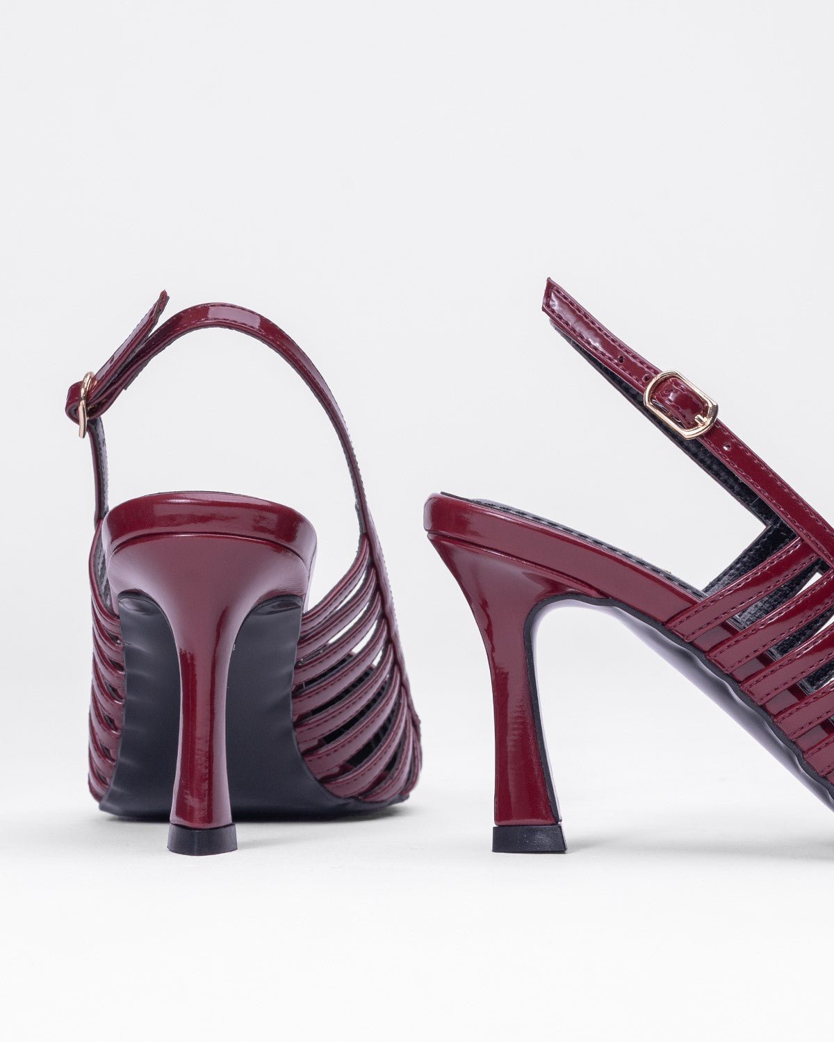 Ortopedik Rugan Şeritli Sivri Burun Topuklu - Zımbalı Arkası Açık Ayakkabı - Mary Shoes