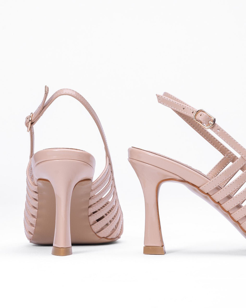 Ortopedik Rugan Şeritli Sivri Burun Topuklu - Zımbalı Arkası Açık Ayakkabı - Mary Shoes