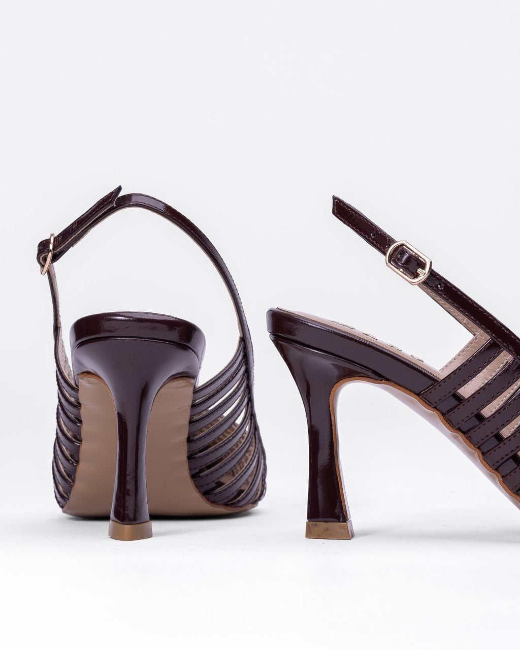 Ortopedik Rugan Şeritli Sivri Burun Topuklu - Zımbalı Arkası Açık Ayakkabı - Mary Shoes