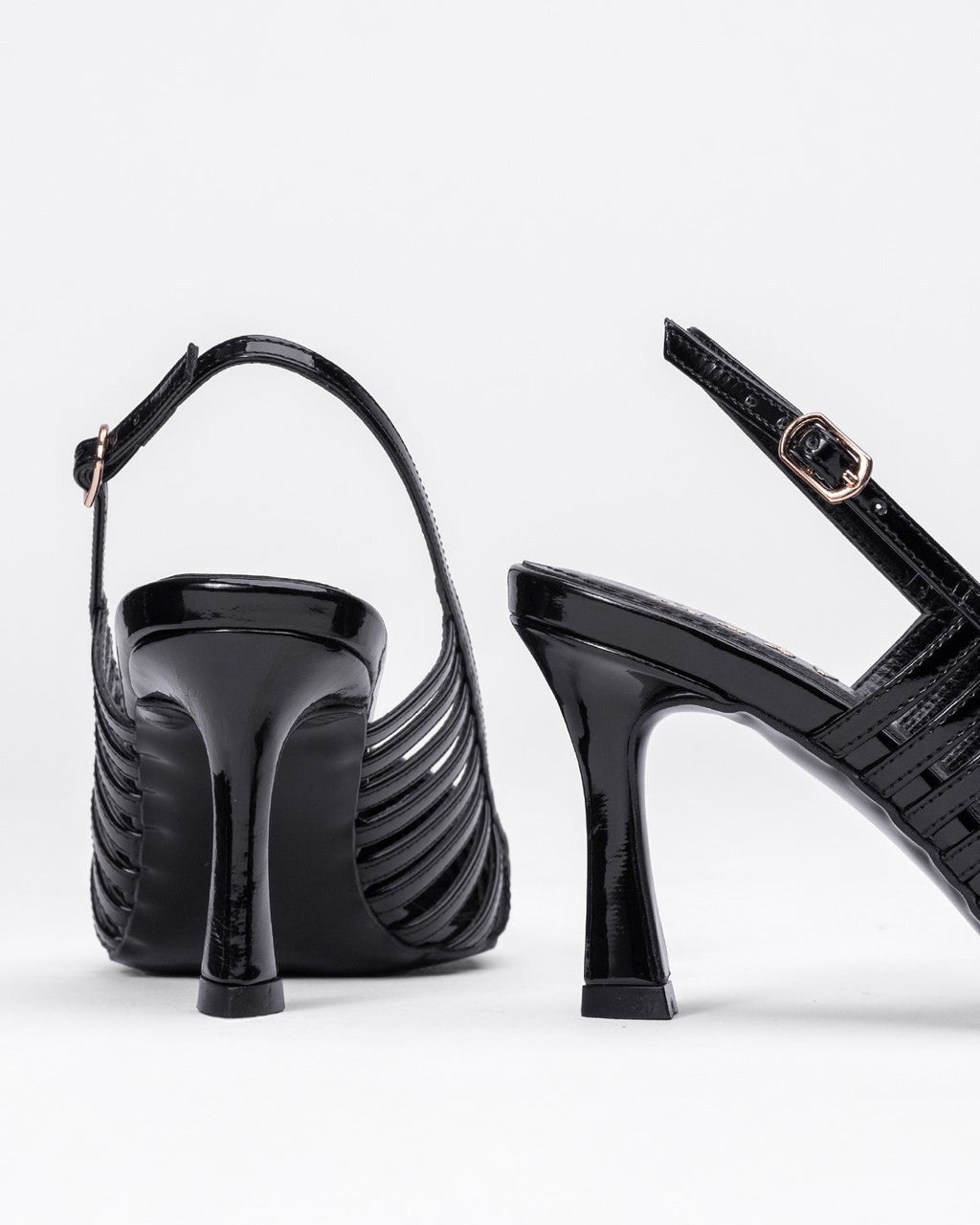 Ortopedik Rugan Şeritli Sivri Burun Topuklu - Zımbalı Arkası Açık Ayakkabı - Mary Shoes