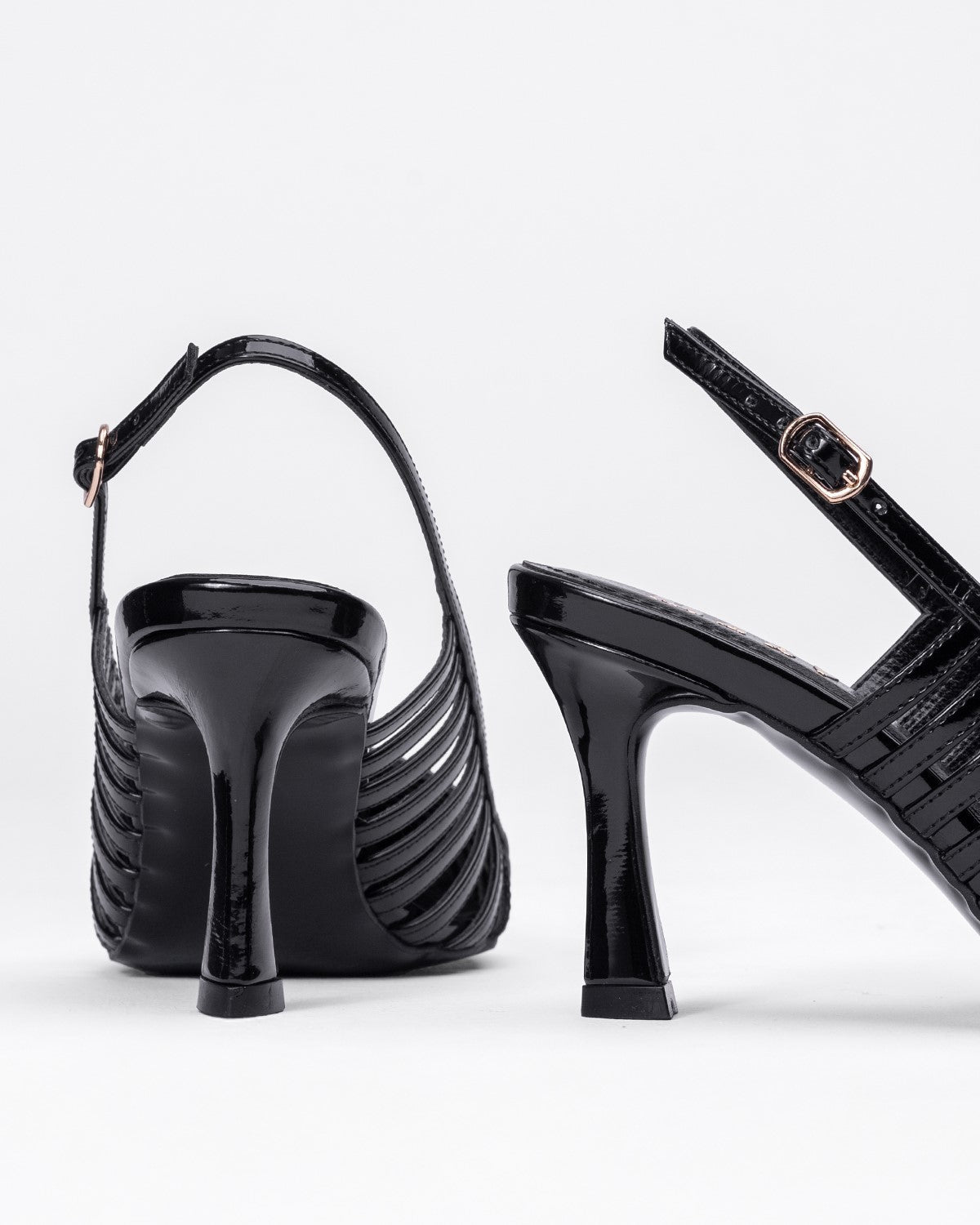 Ortopedik Rugan Şeritli Sivri Burun Topuklu - Zımbalı Arkası Açık Ayakkabı - Mary Shoes