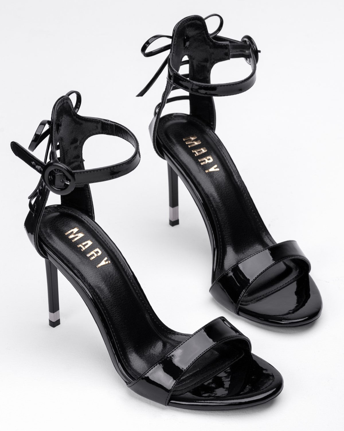 Rugan Arkası Bağcıklı Topuklu Sandalet - Tek Bantlı Kadın Ayakkabısı - Mary Shoes