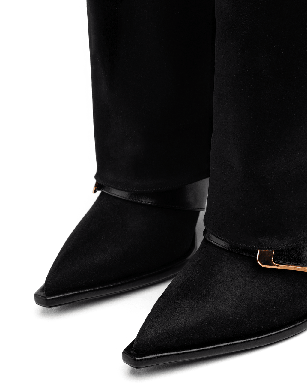 Süet Üstü Tokalı İnce Topuklu Diz Boyu Kadın Çizme – Şık ve Modern Tasarım - Mary Shoes