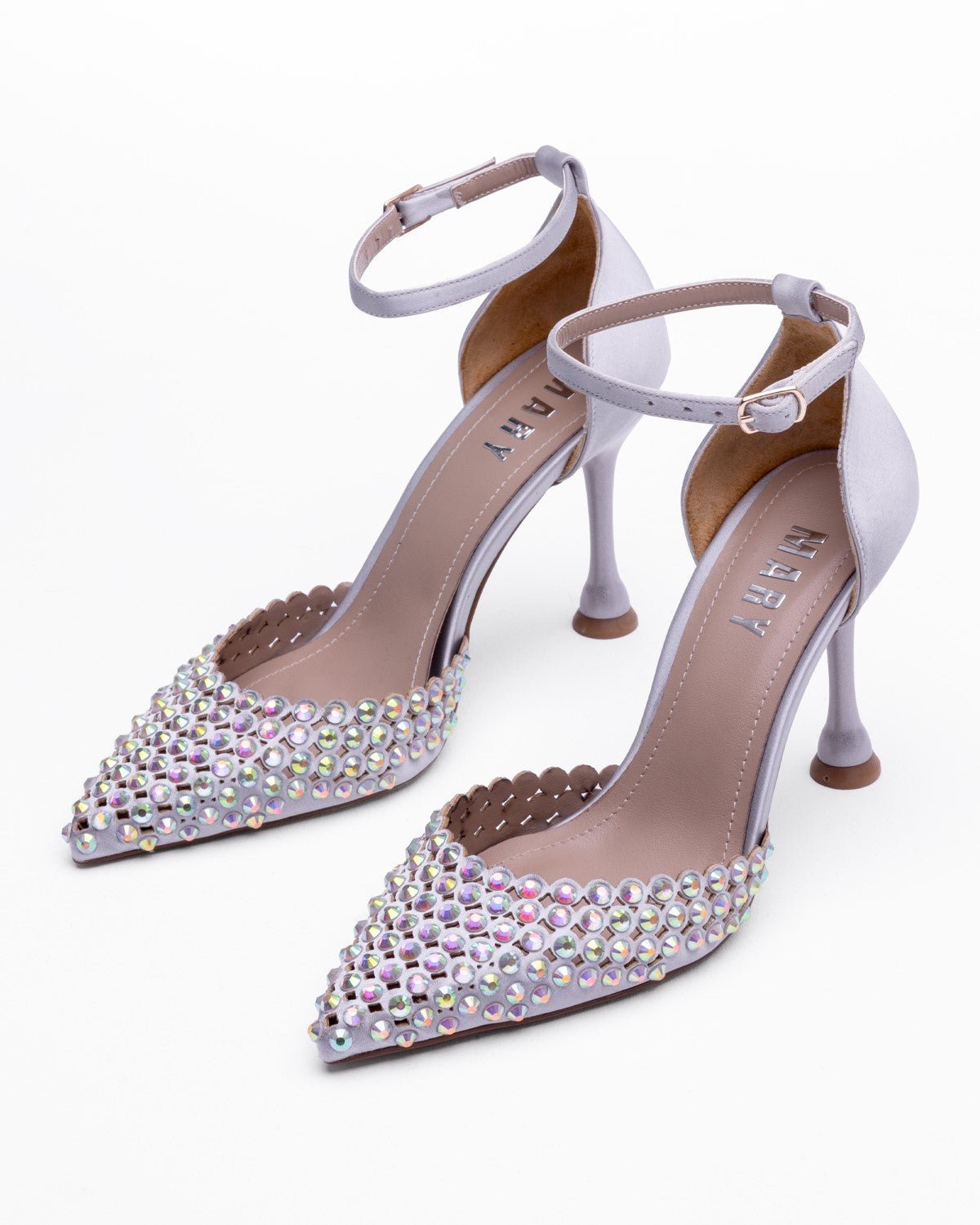 Taşlı Abiye Ayakkabı - Bilekten Bağlı Kadeh Topuk - Mary Shoes