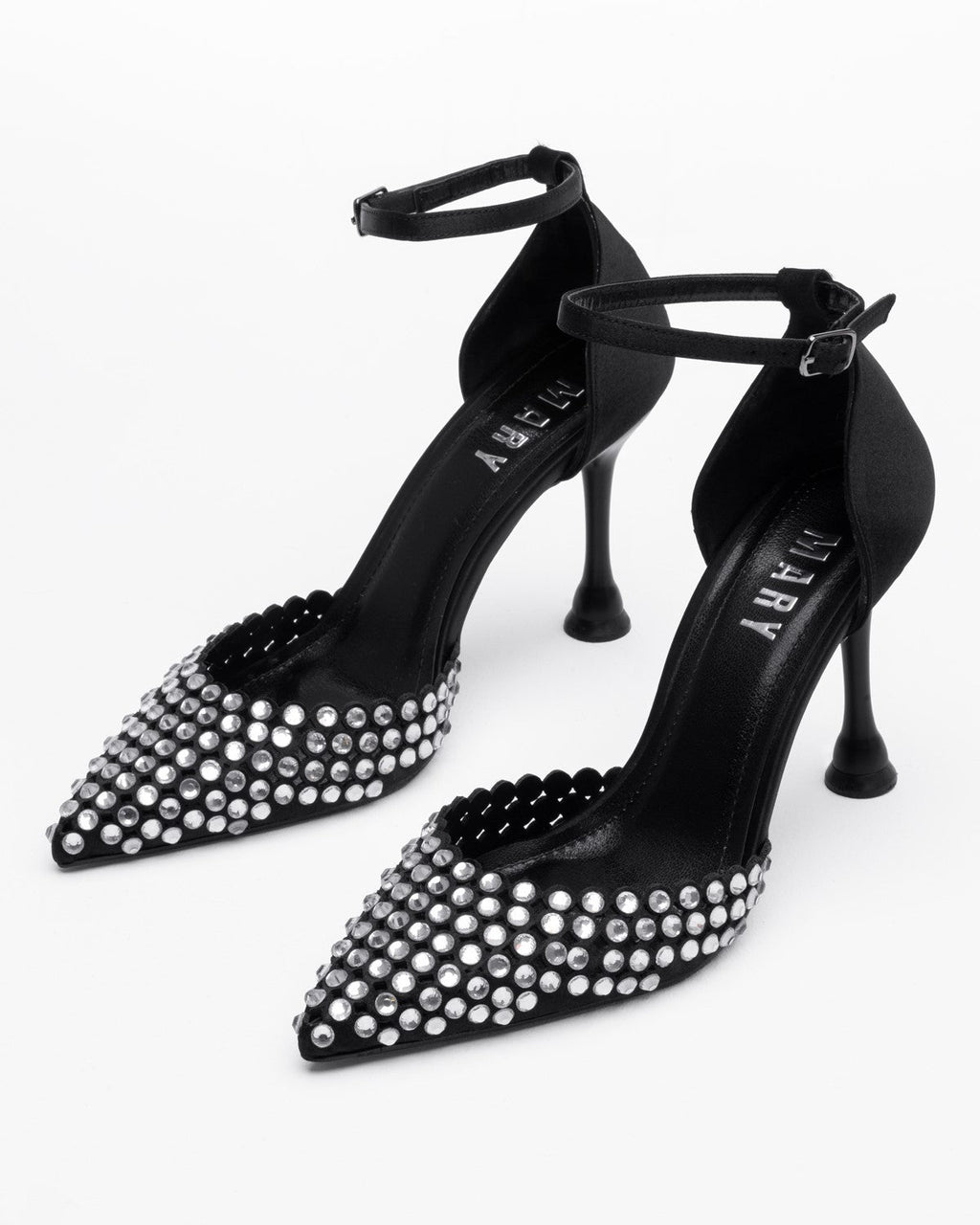 Taşlı Abiye Ayakkabı - Bilekten Bağlı Kadeh Topuk - Mary Shoes
