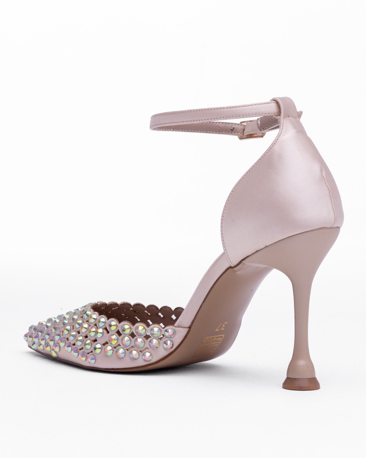 Taşlı Abiye Ayakkabı - Bilekten Bağlı Kadeh Topuk - Mary Shoes