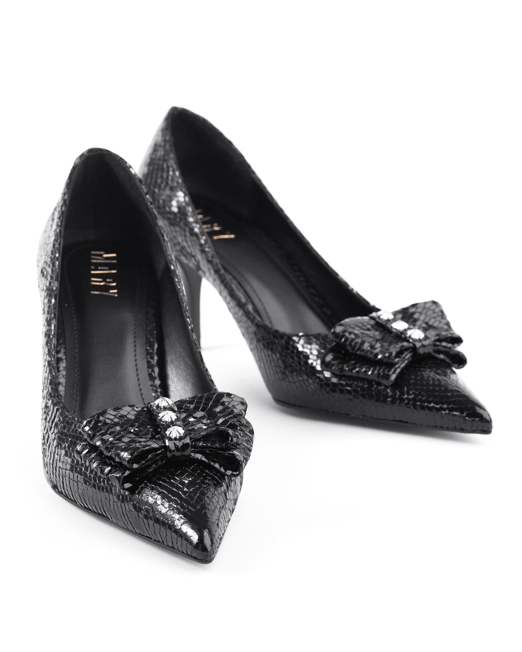 Yılan Desenli Fiyonklu Stiletto Topuk Ayakkabı - Mary Shoes